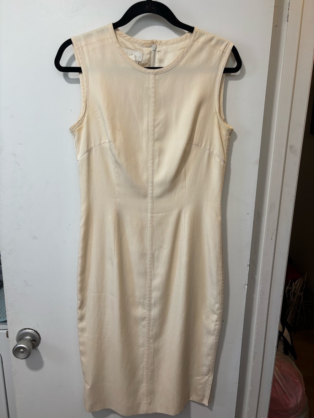 Escada Vintage Silk Sheath Cream EU 36 US 6 Zipper Back Pencil Dress